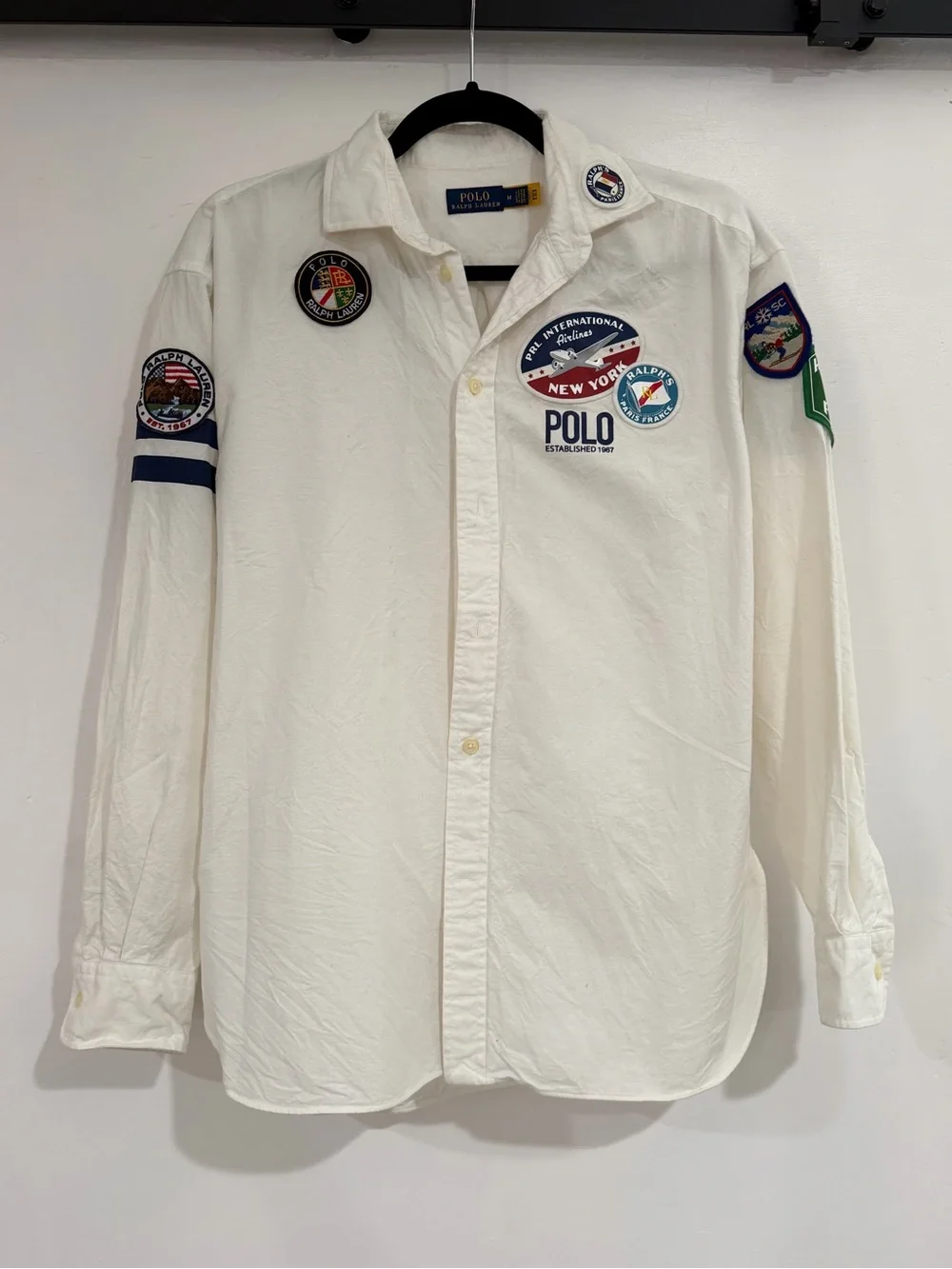 POLO Ralph Lauren Button Up Shirt w/ Patches Size M Never Worn - Picture 1 of 9